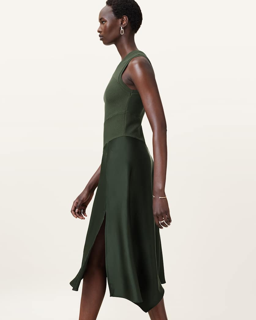 Pia Asymmetric Satin Dress