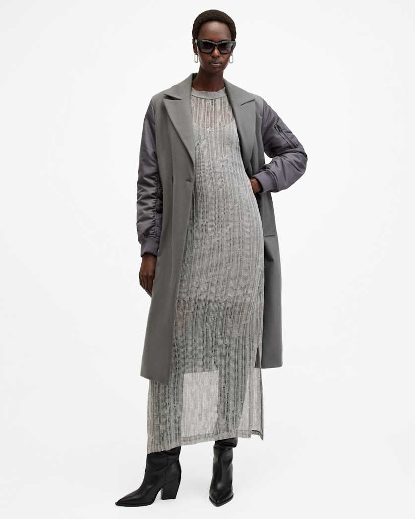 Giana Metallic Open Stitch Midi Dress