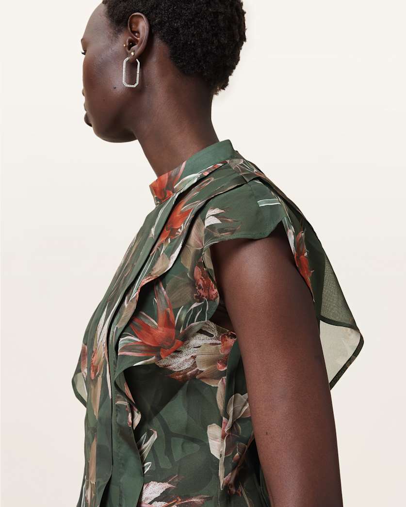 Fleur Printed Asymmetric Mini Dress