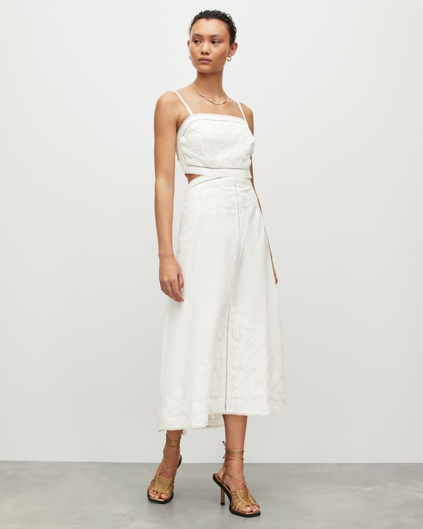 Mala Floral Broderie Cut Out Maxi Dress