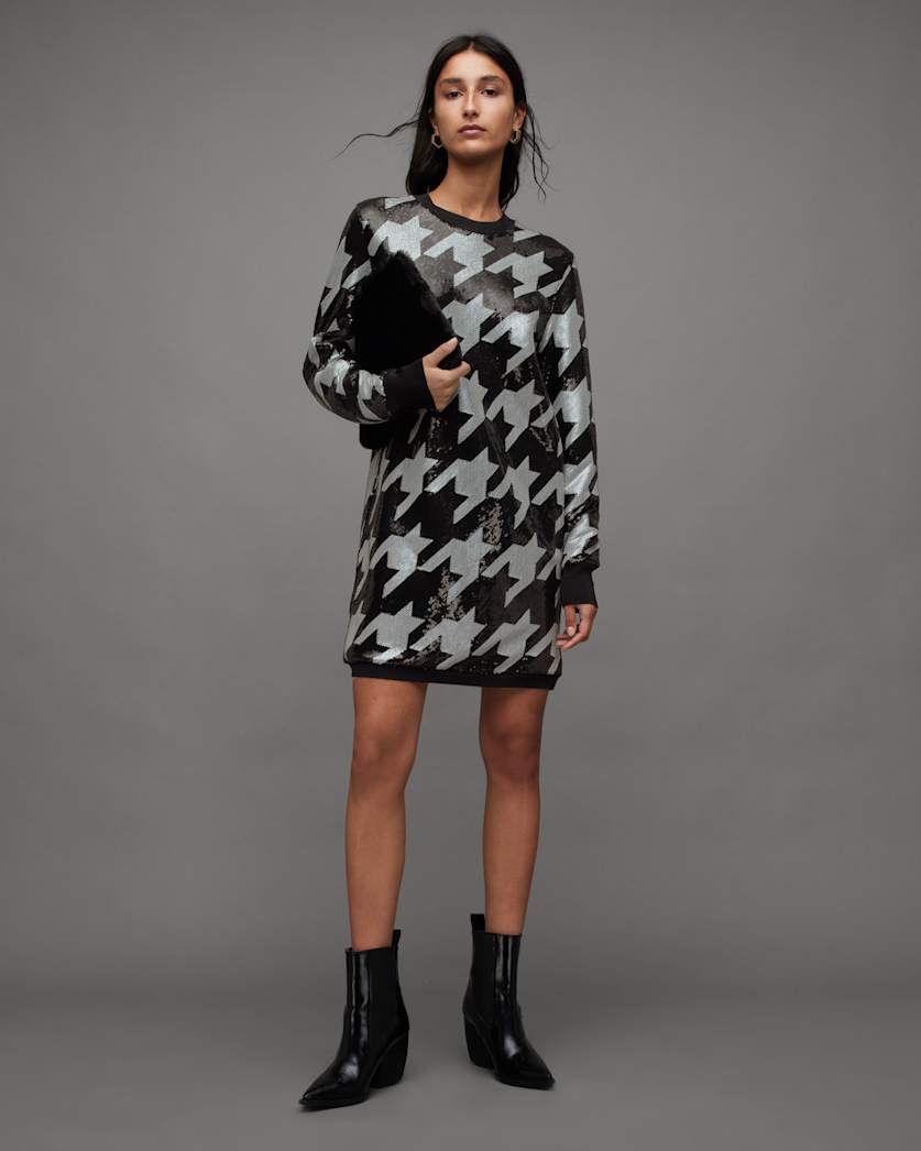 Juela Toni Sequin Check Mini Dress