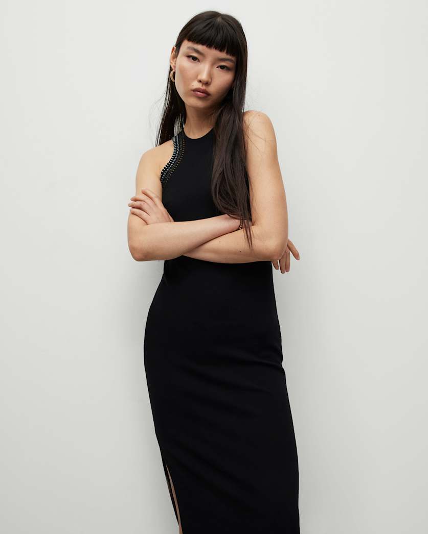 Mako Embroidered Crochet Trim Midi Dress