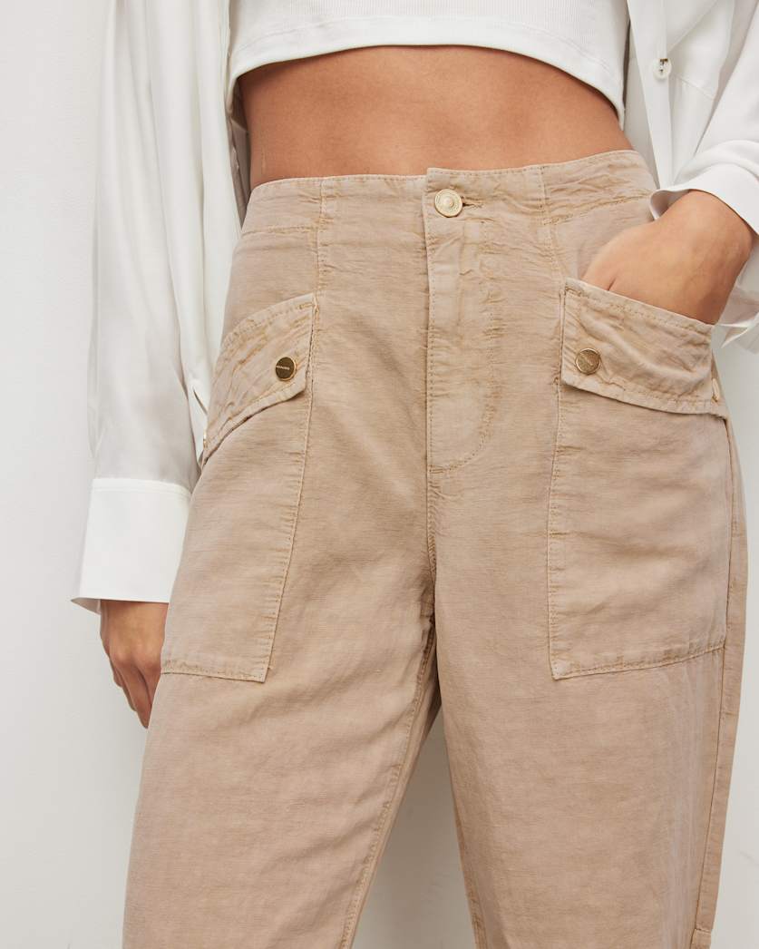 Val High-Rise Cargo Linen Blend Trousers