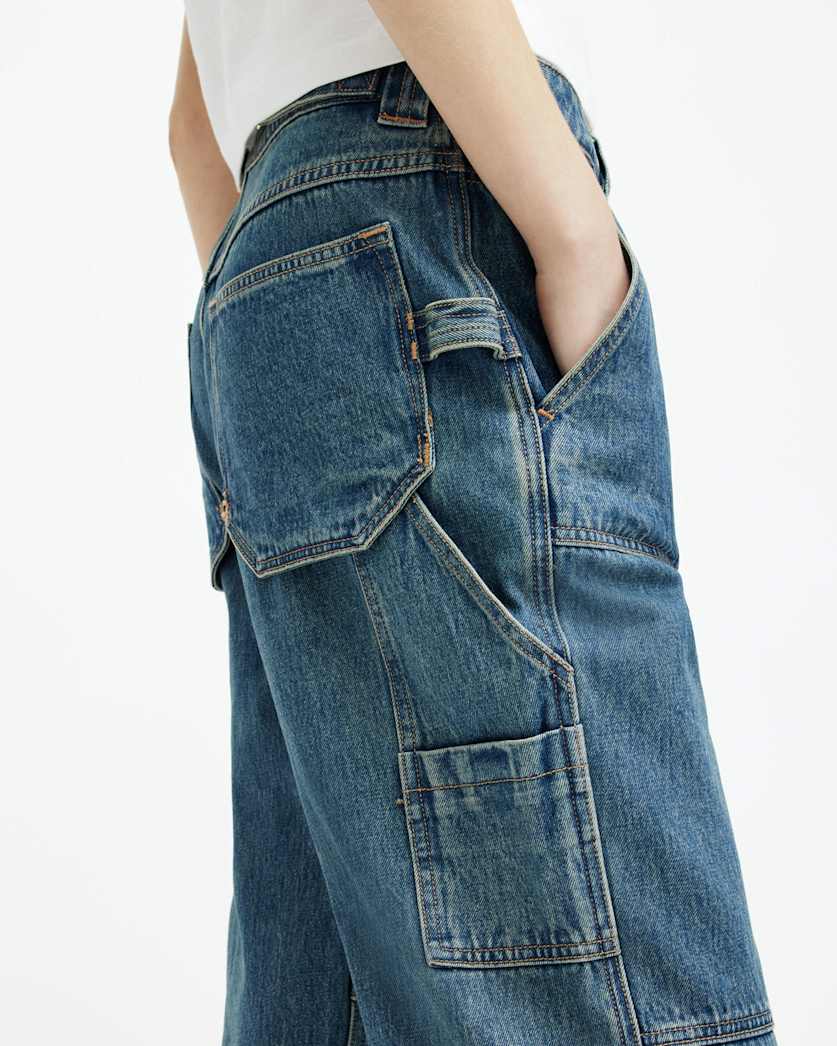 Florence Wide Leg Denim Cargo Trousers