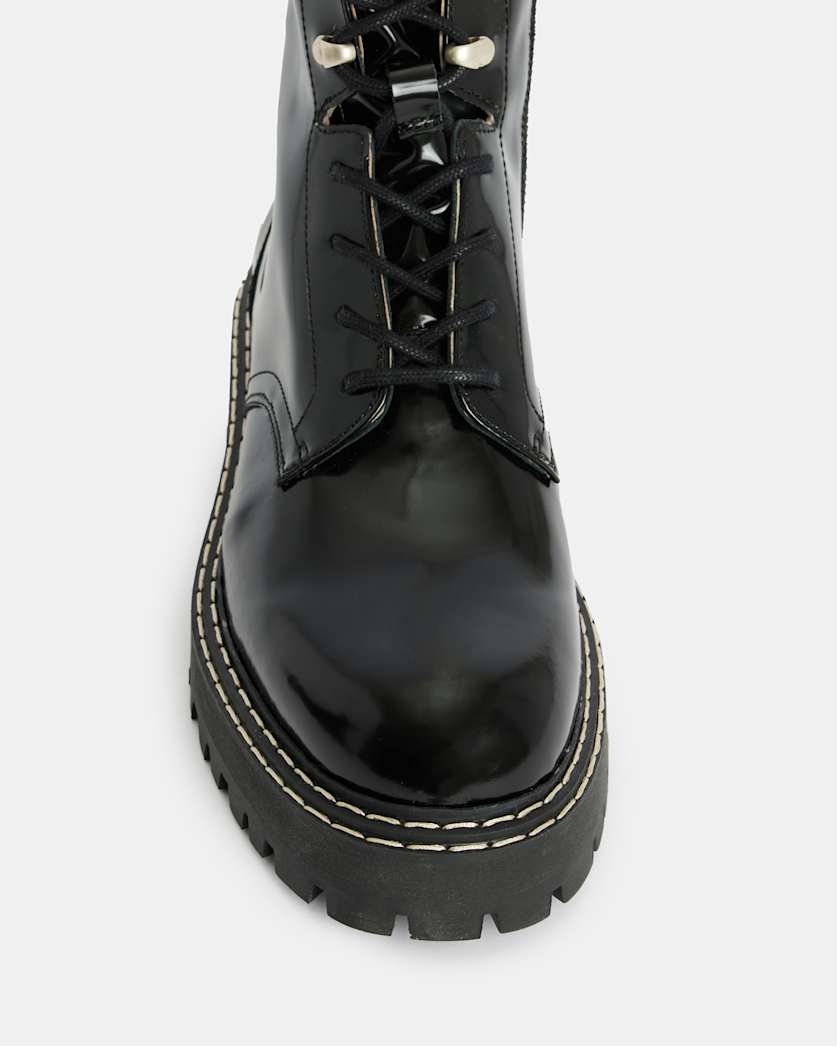 Heidi Shiny Leather Lace Up Boots