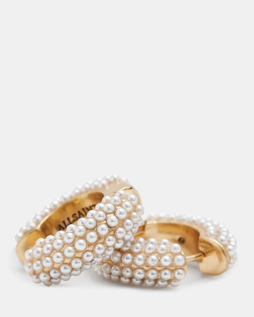 Pearl Beaded Chunky Hoop Earrings