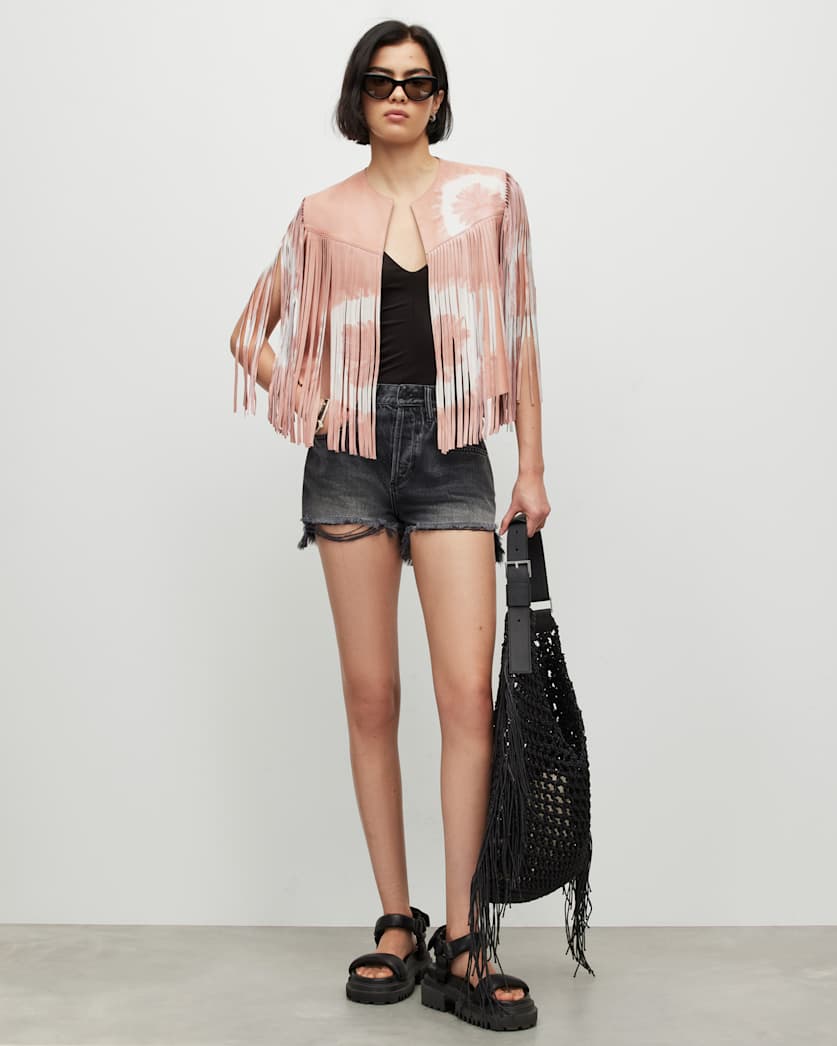 Evie Leather Tie Dye Tassel Gilet