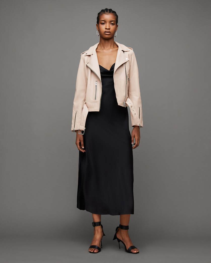 Balfern Belted Hem Leather Biker Jacket