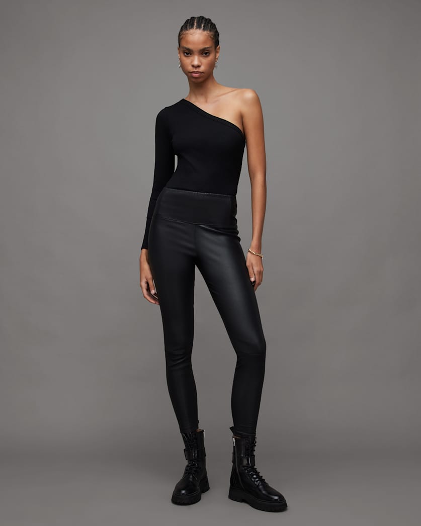 Stef One Sleeve Asymmetric Ribbed Top