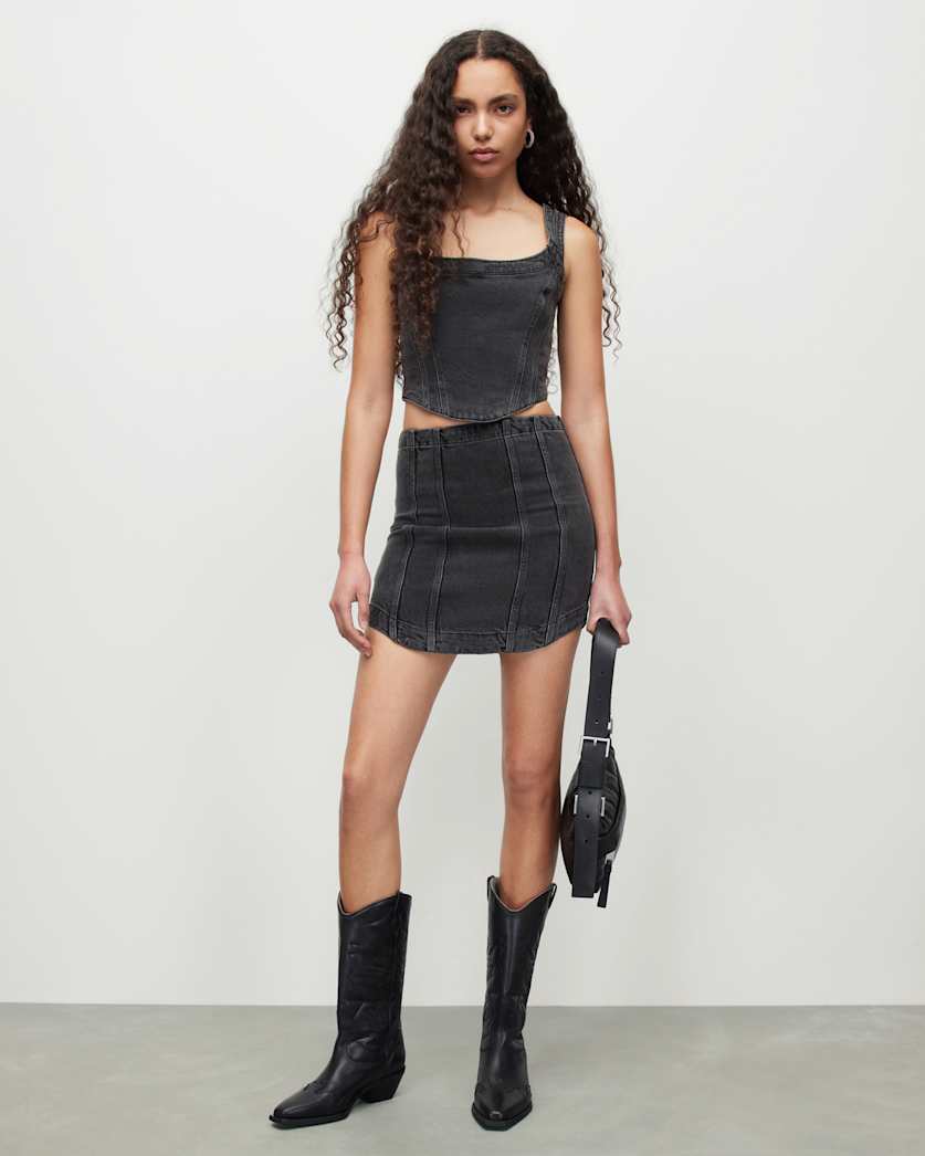 Charli Denim Cropped Corset Top