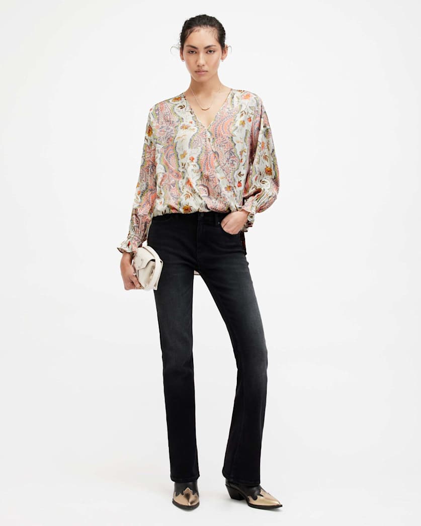Penny Wrap Over Paisley Print Shirt