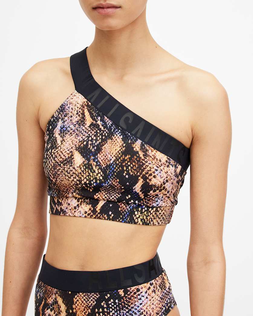 Dara Snake Print Asymmetric Bikini Top