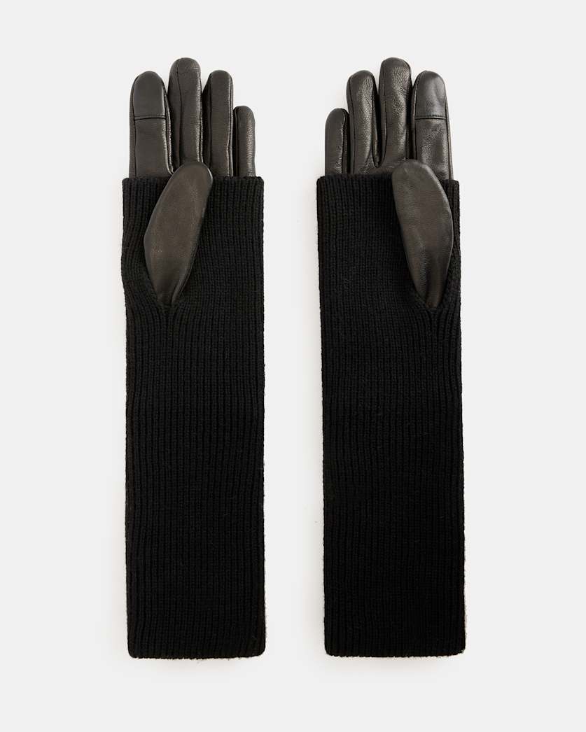 Zoya Extended Knitted Cuff Leather Gloves