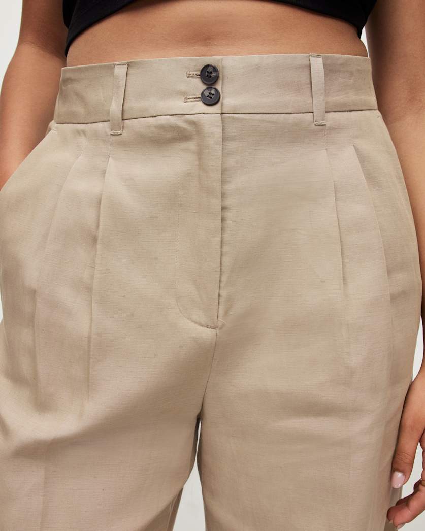 Petra Linen Blend Wide Leg Trousers