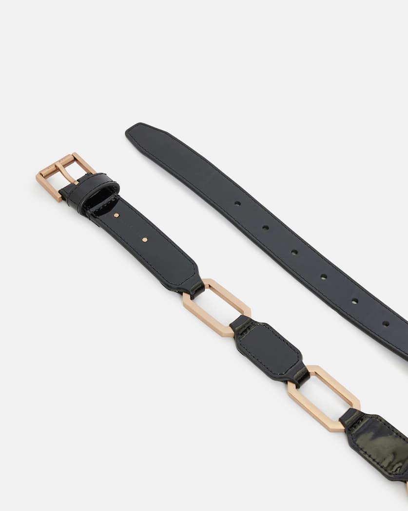 Dakota Leather Hexagon Link Belt