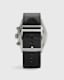 Subtitled IV Stainless Steel and Black Leather Watch