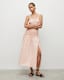 Alex Smocked Side Split Midi Skirt