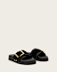 Ellie Raffia Buckle Leather Sliders