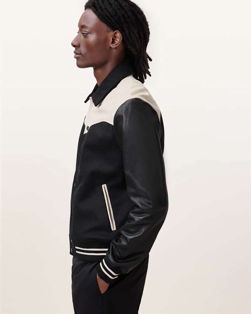 Endleton Contrast Leather Bomber Jacket