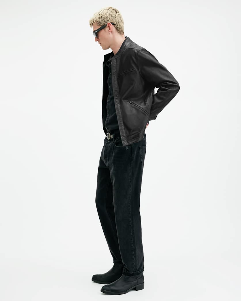Jade Tab Collar Leather Jacket