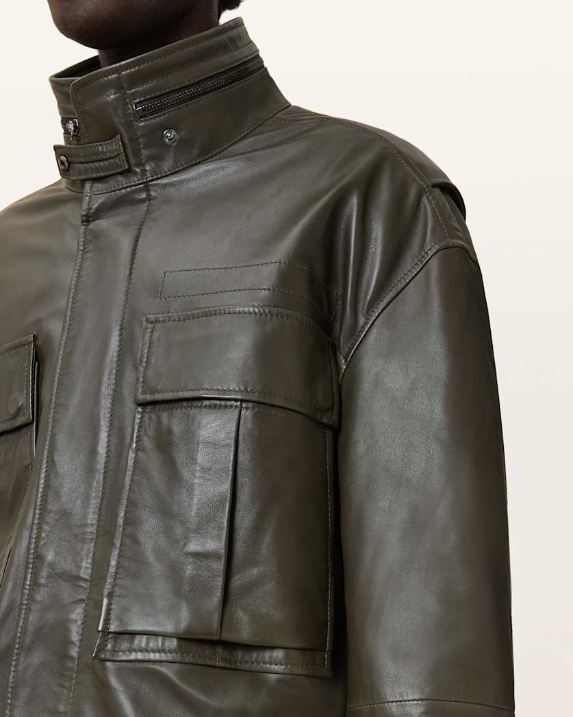 Halton Funnel Collar Leather Jacket