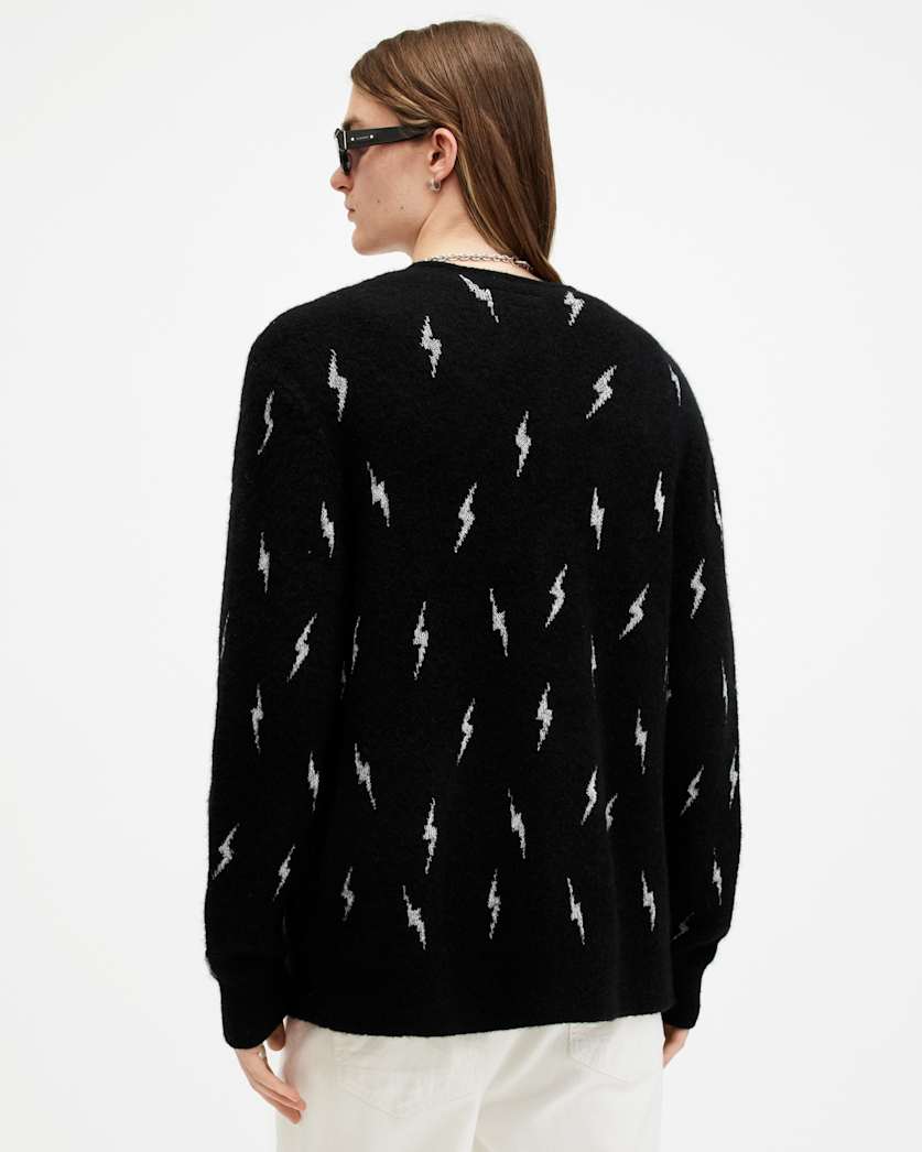 Zap V-Neck Lightning Motif Cardigan
