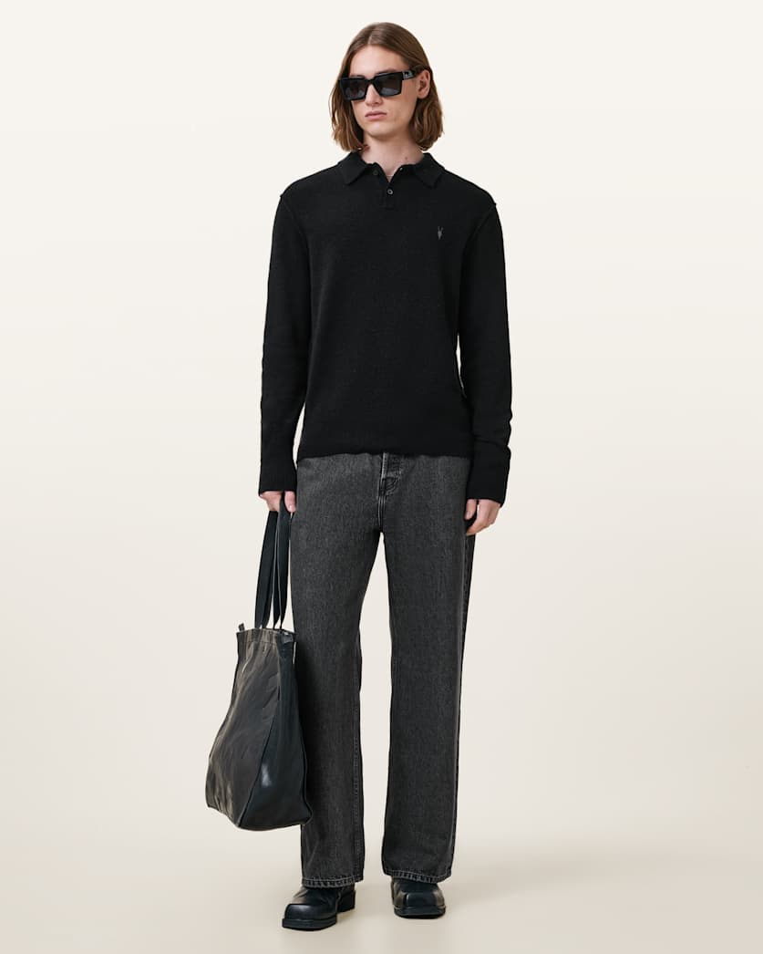 Statten Long Sleeve Ramskull Polo Jumper