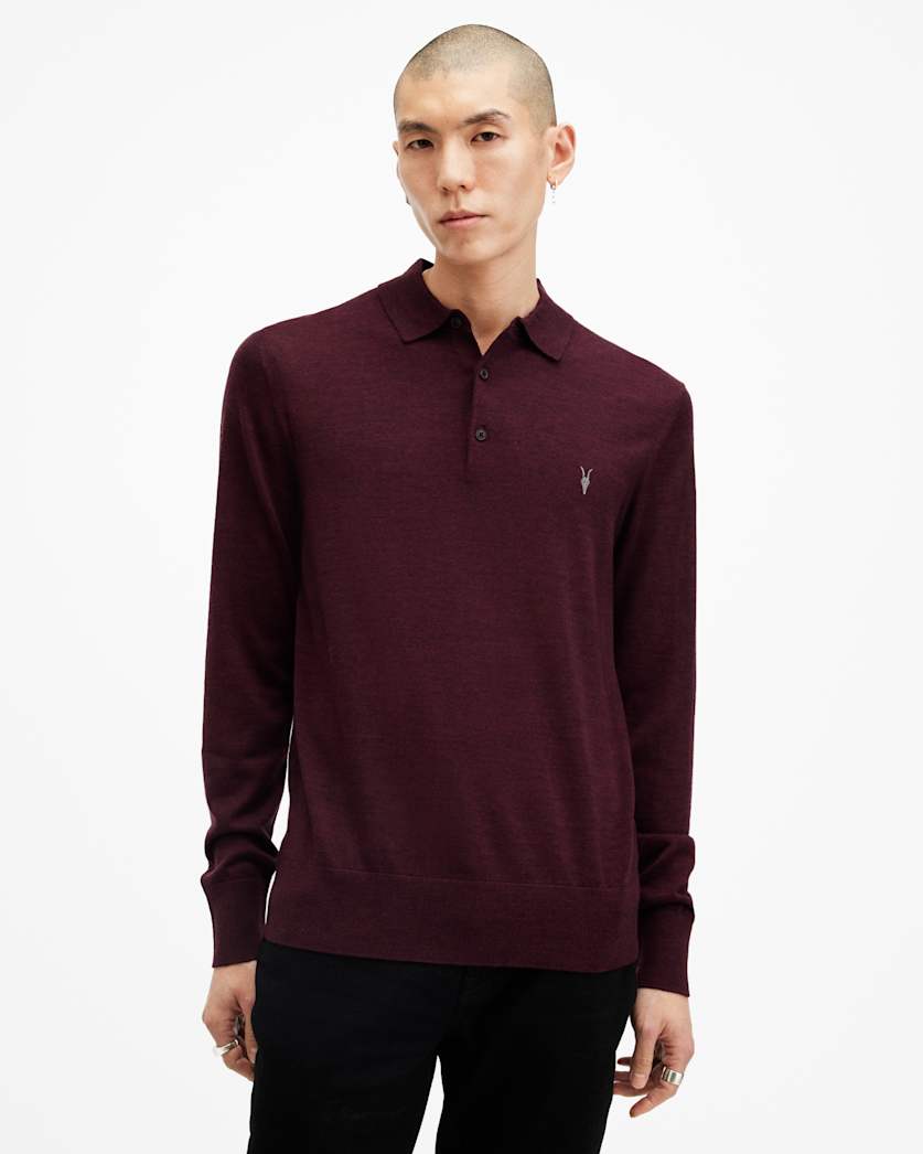 Mode Merino Long Sleeve Ramskull Polo Shirt
