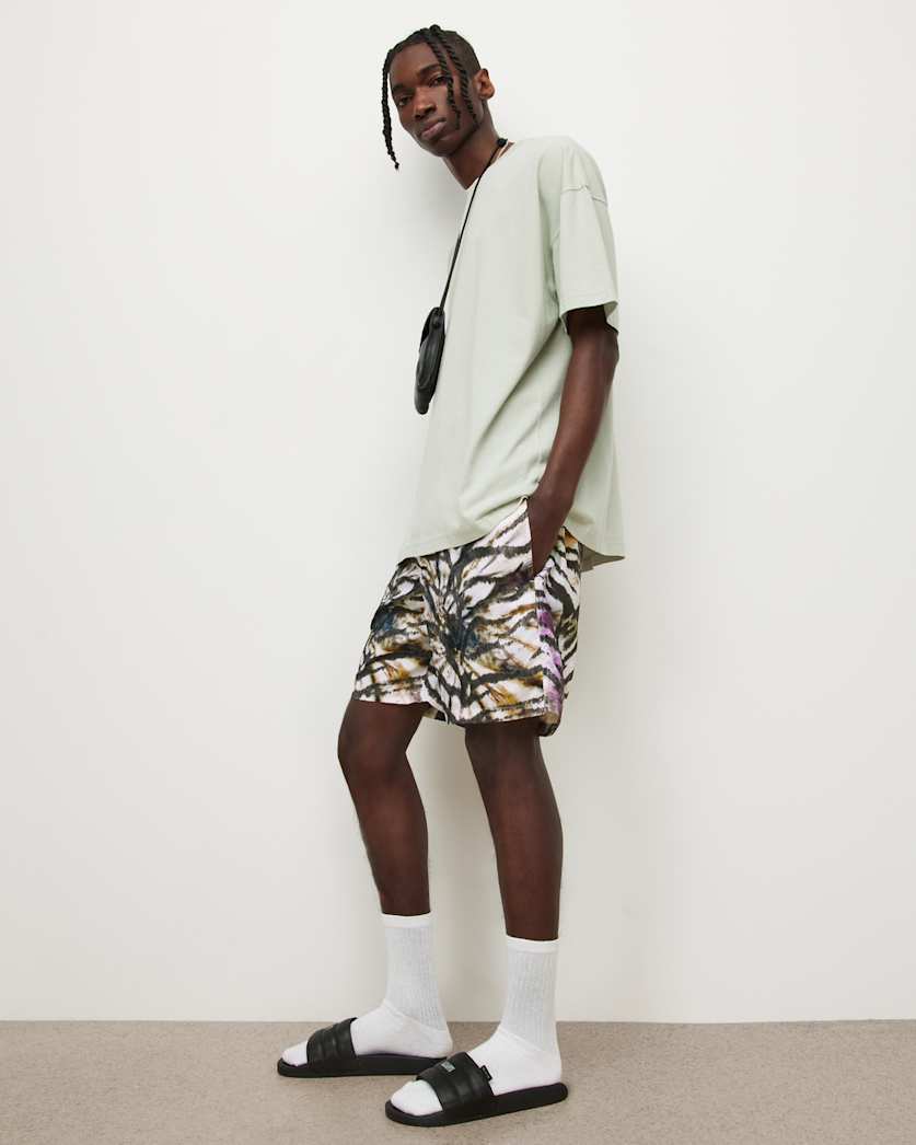 Tiger Tie Dye Print Swim Shorts