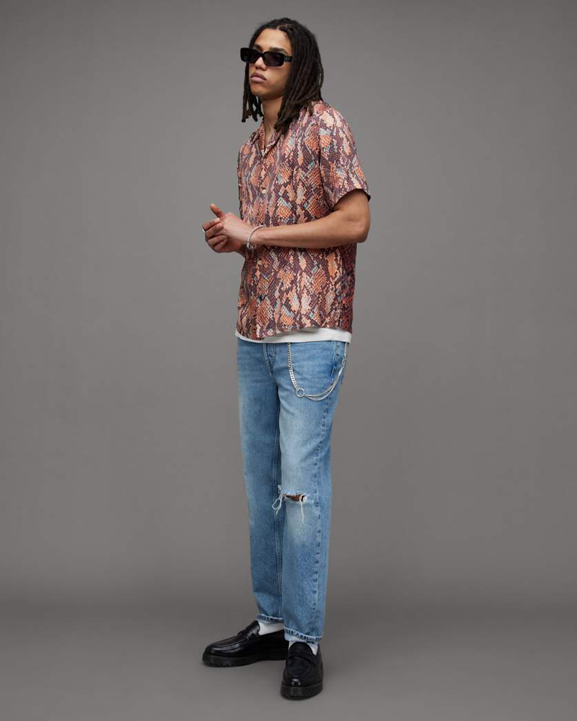 Rattle Snake Print Short Sleeve Shirt
