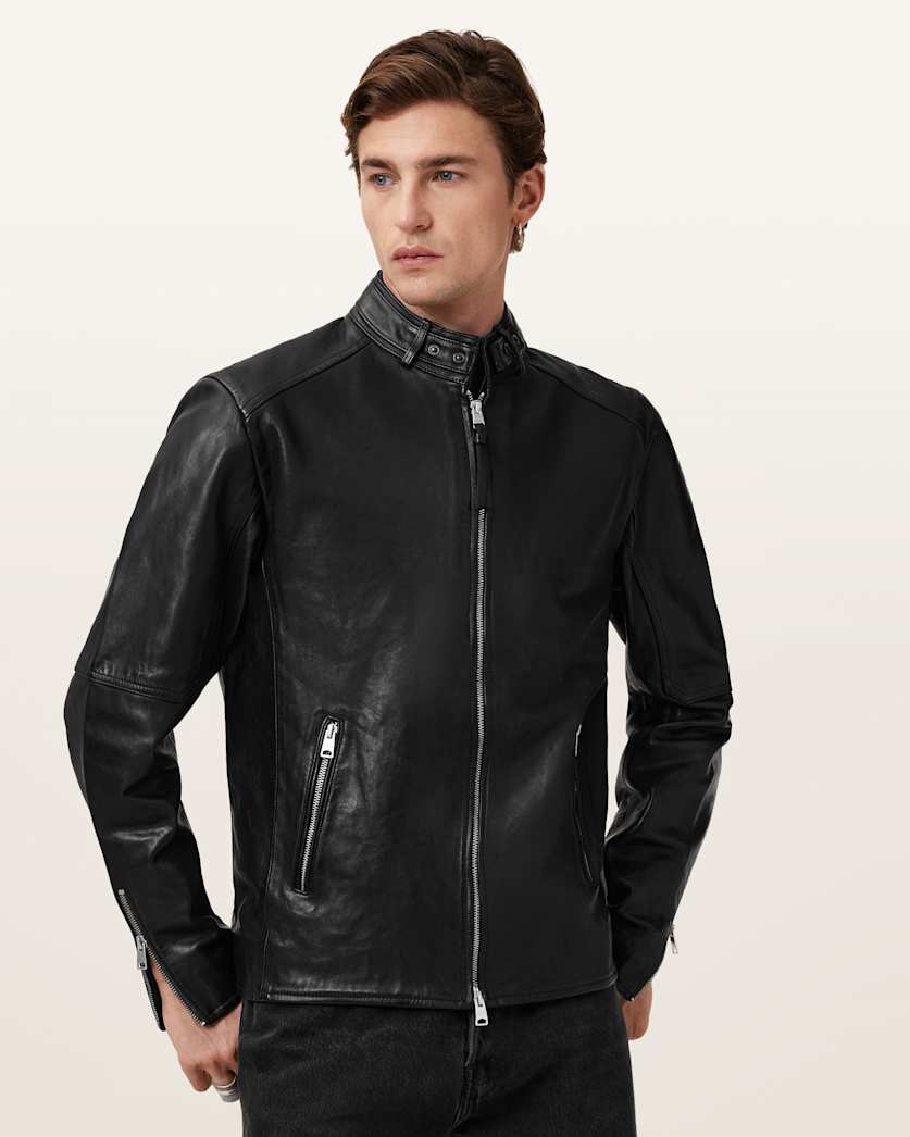 Cora Leather Snap Back Collar Jacket