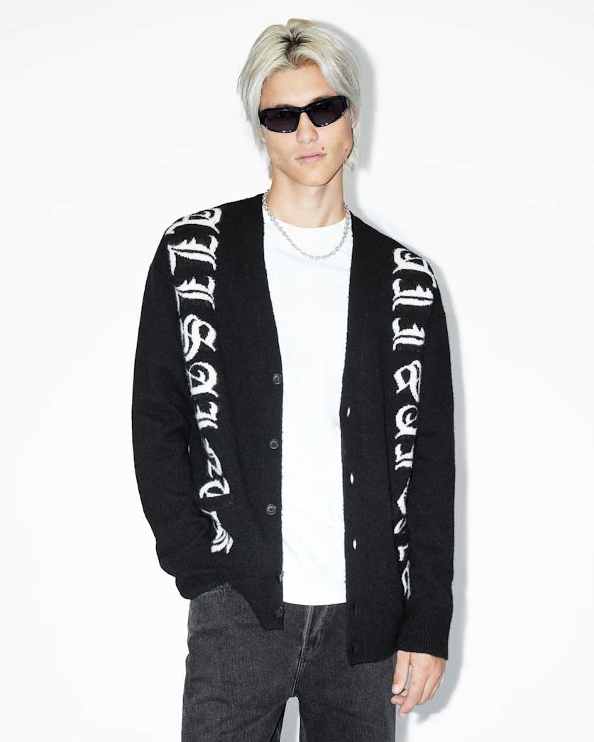 Scripture Gothic Jacquard Logo Cardigan