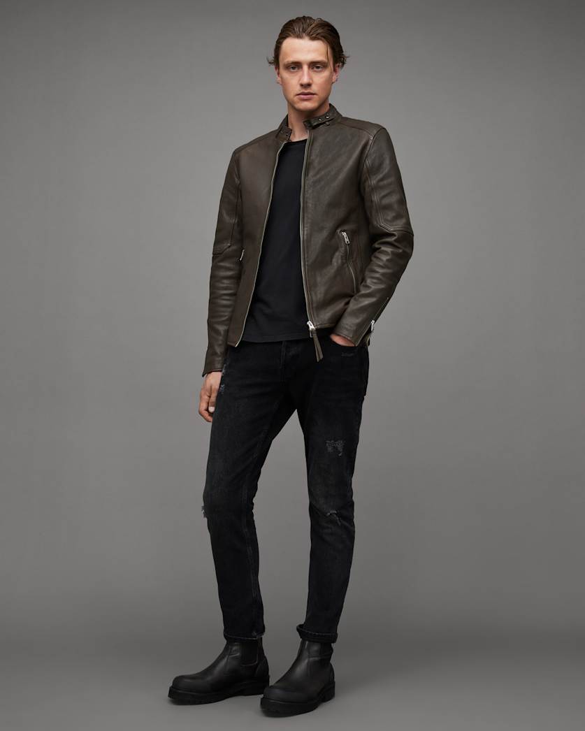Cora Leather Snap Back Collar Jacket