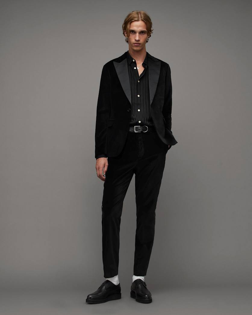 Lyra Satin Trim Velvet Slim Fit Trousers