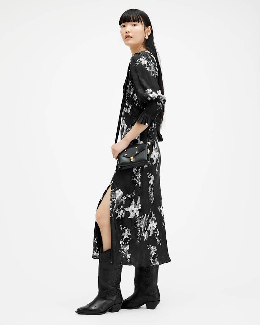 Ani Iona Jacquard V-Neck Midi Dress