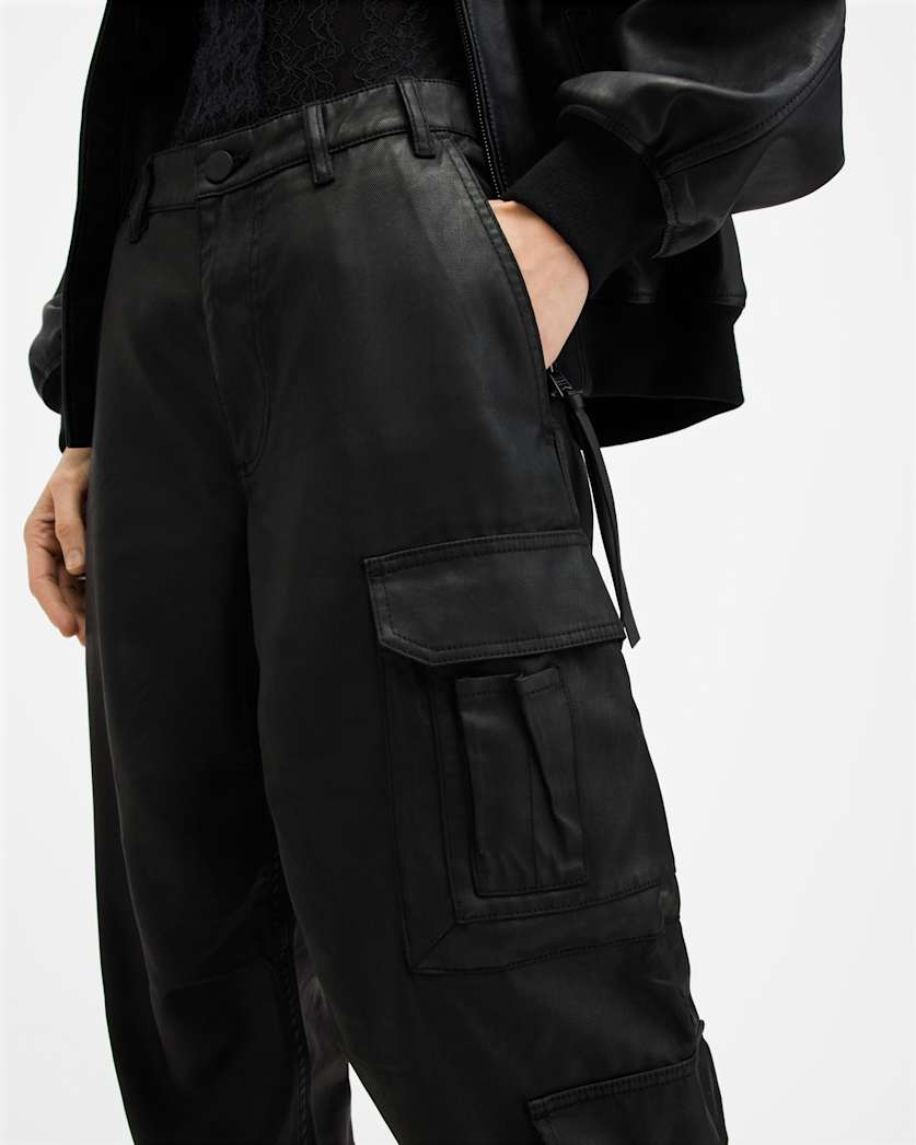 Himari Coated Relaxed Fit Cargo Trousers