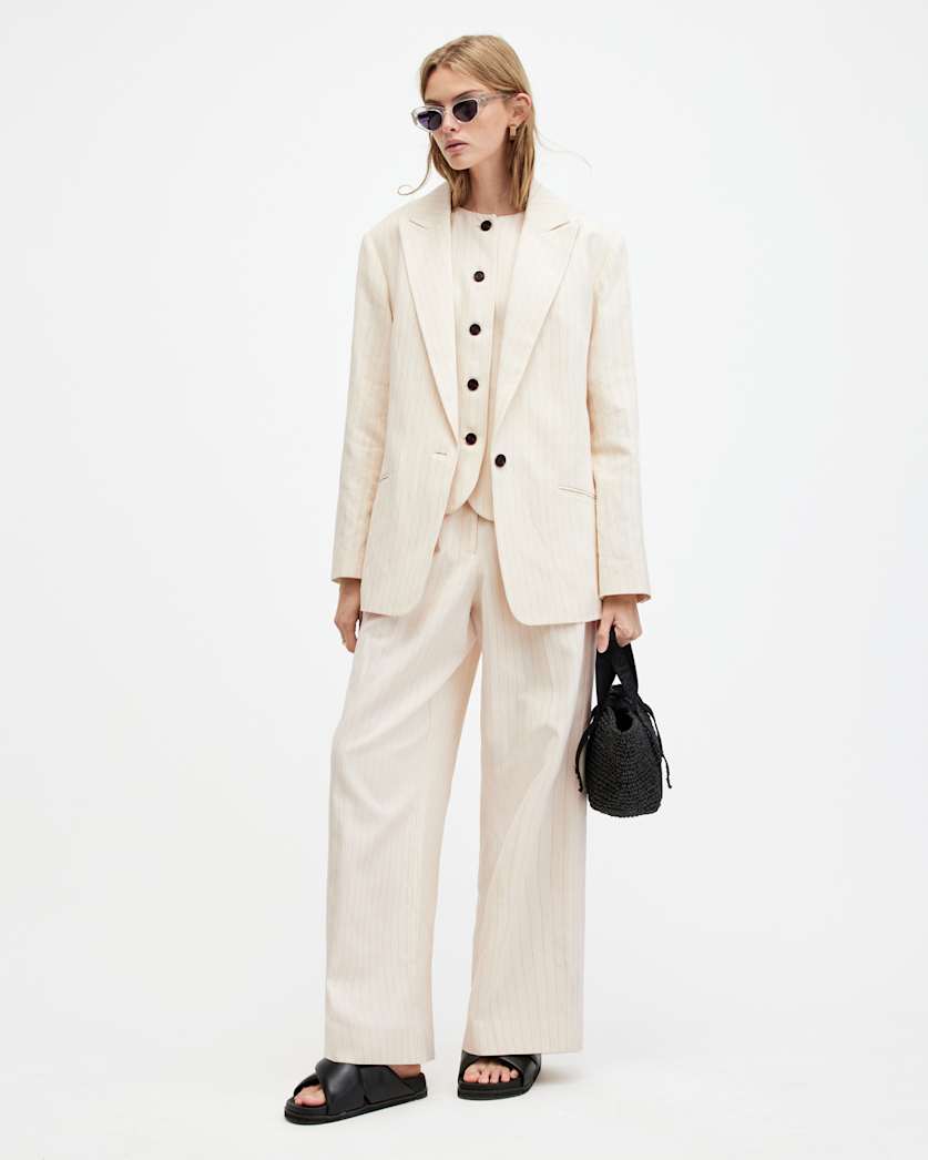 Payton Wide Leg Linen Blend Trousers