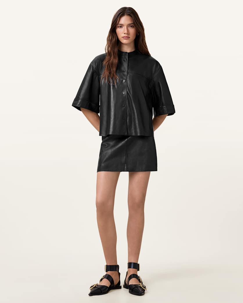 Renai Slim Fit Leather Mini Skirt