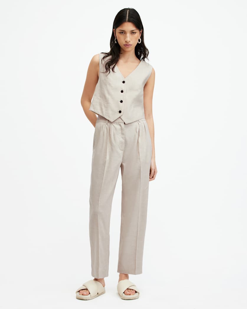 Whitney Linen Blend V-Neck Waistcoat