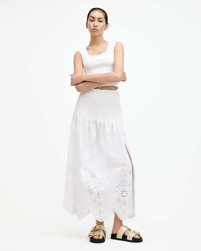 Alex Embroidered Broderie Midi Skirt