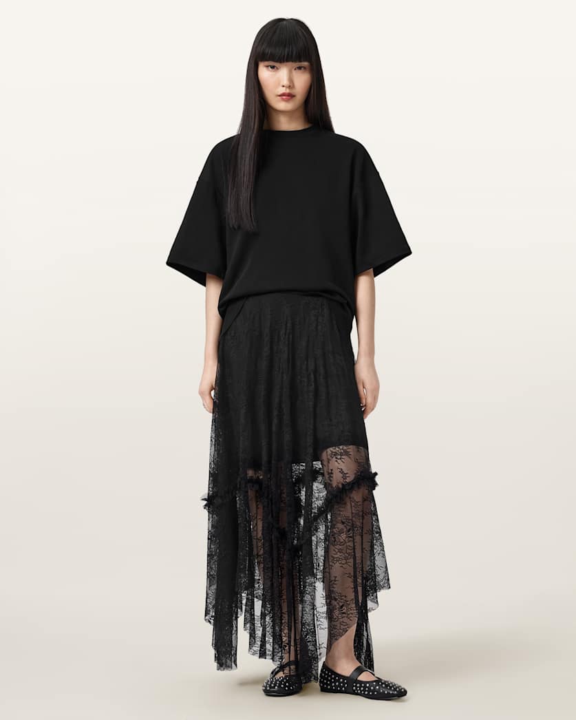 Josie Tiered Lace Midi Skirt