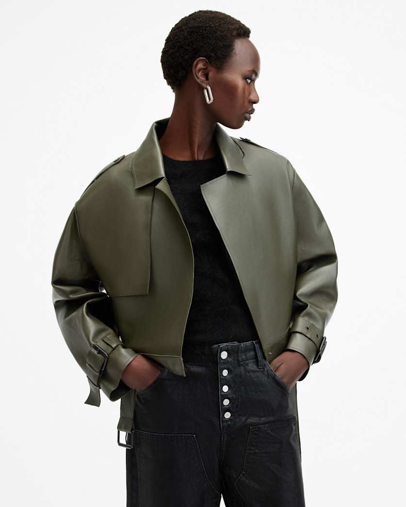Ophelia Cropped Bonded Leather Jacket