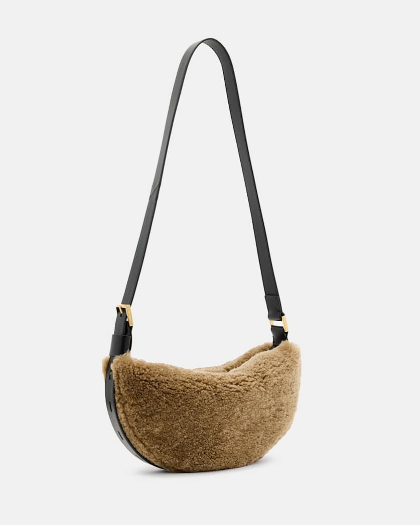 Half Moon Shearling Crossbody Bag