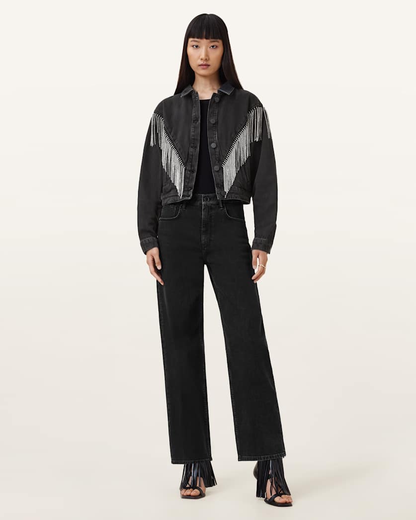 Marlene Embellished Fringe Denim Jacket