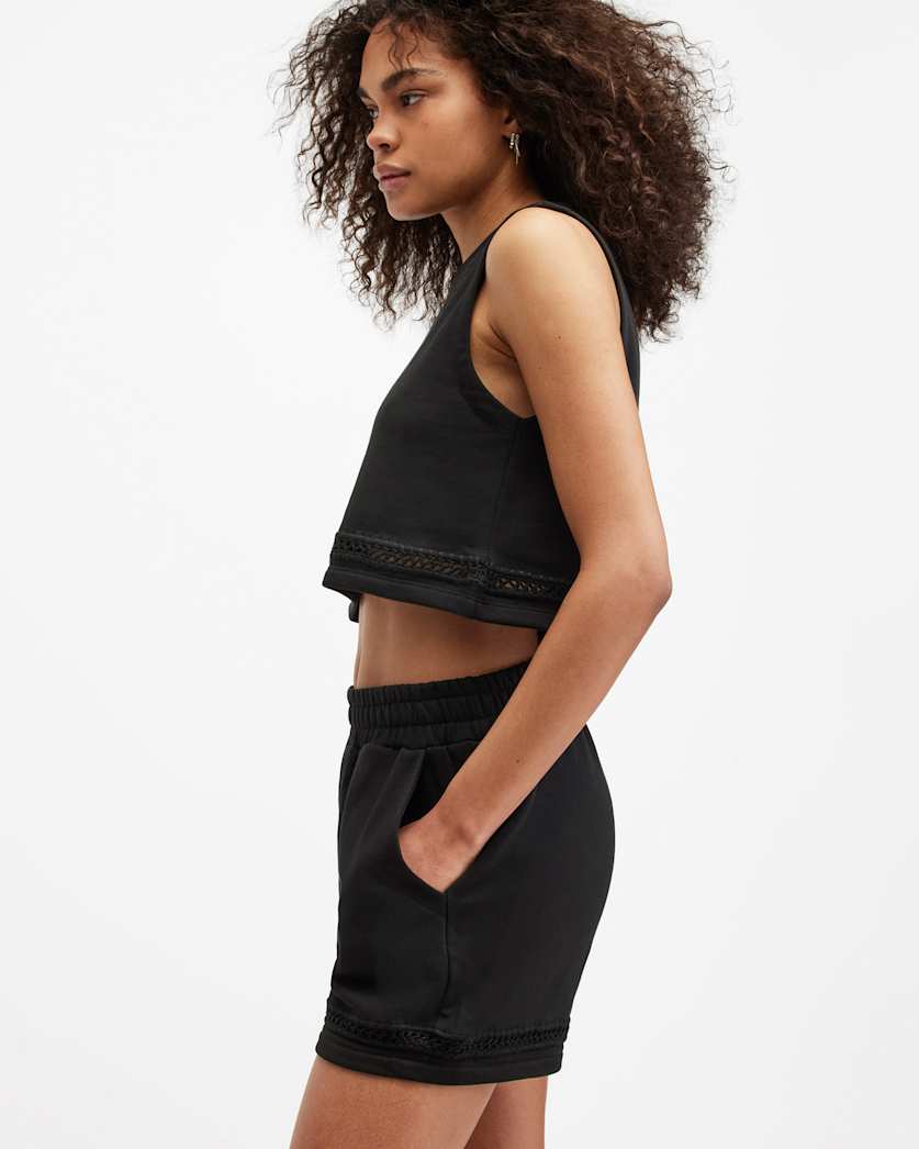 Ewelina Crochet Trim Cropped Tank Top