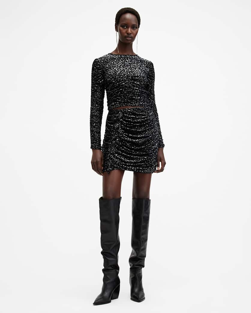 Eris Metallic Leopard Print Mini Skirt
