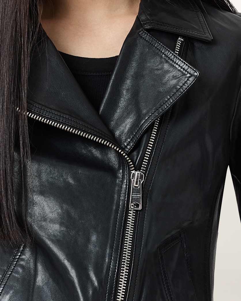 Vela Slim Fit Leather Biker Jacket