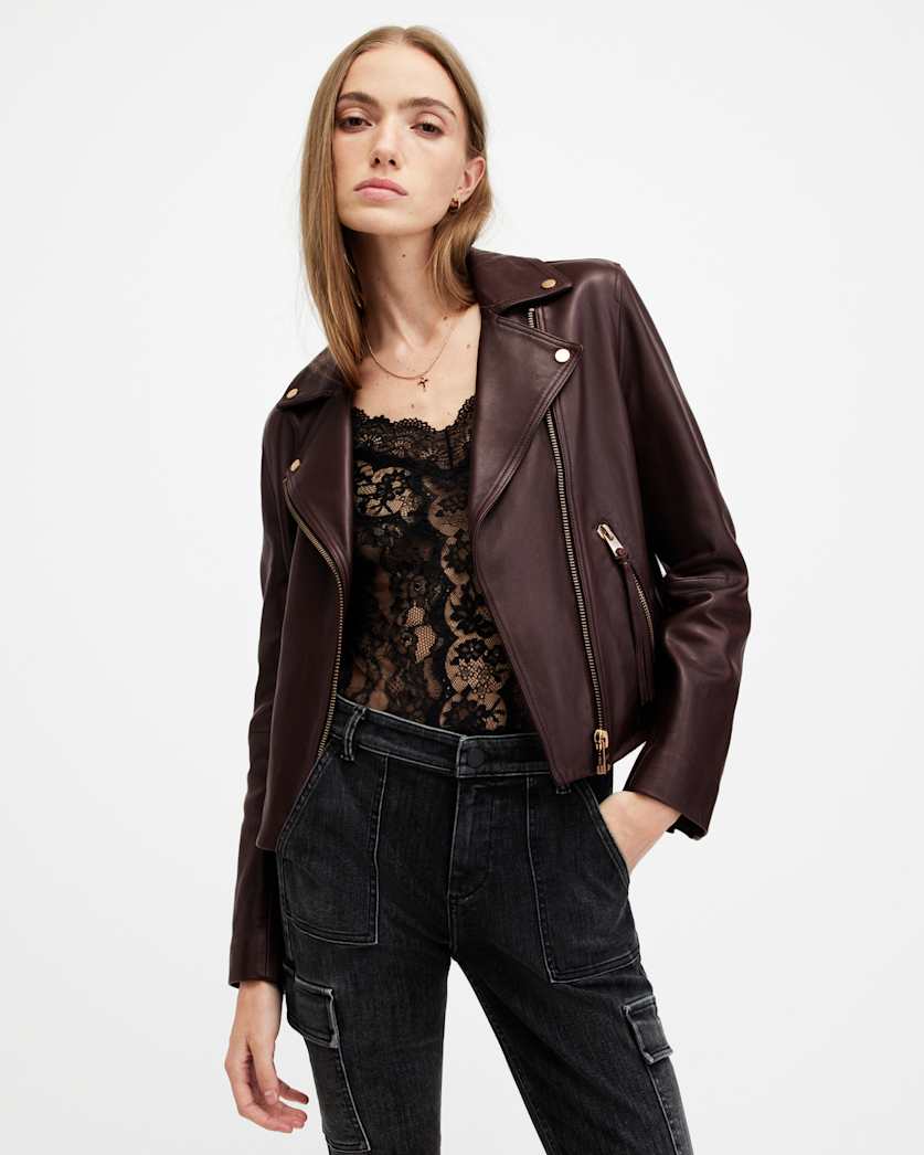 Dalby Slim Fit Leather Biker Jacket