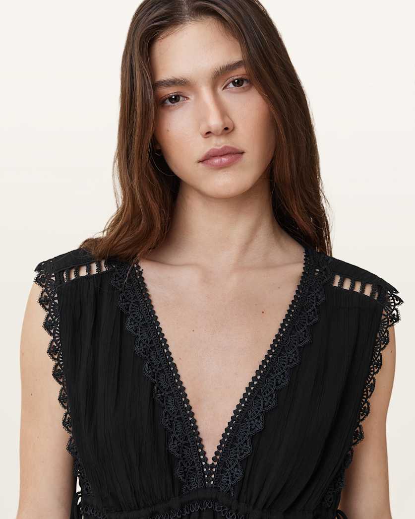 Xanthe Lace-Trimmed Maxi Dress