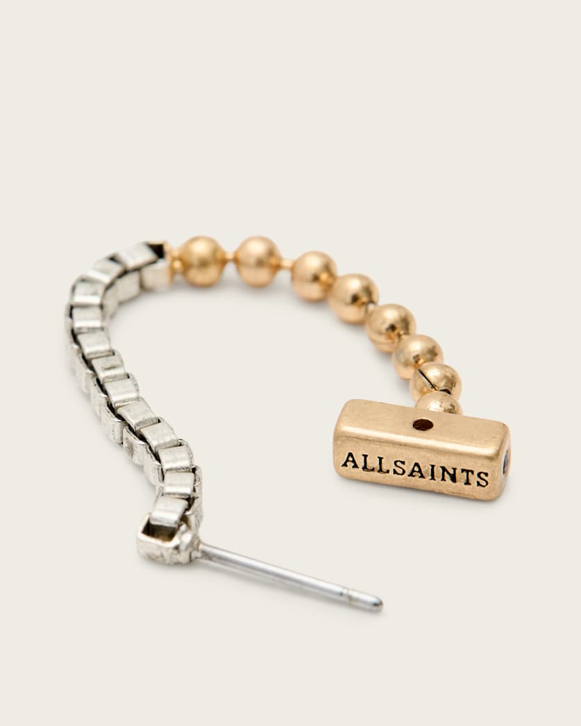 Box Chain Two Tone Ball Earrings